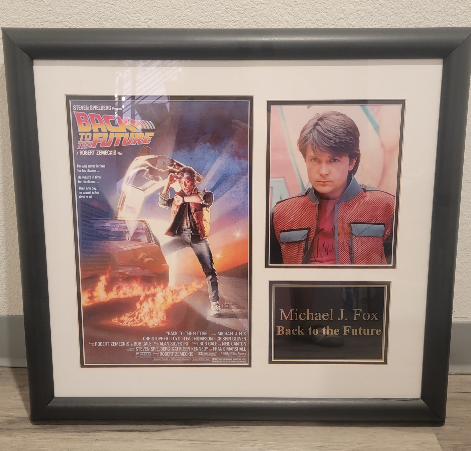 Michael J. Fox Auto 26×24 Back to the Future Movie Poster Marty McFly Framed Vtg