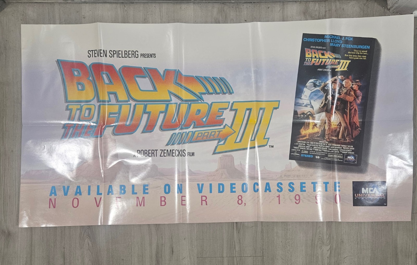 Vintage Back To The Future 3 Original Video Store Promo Movie Poster (1990)
