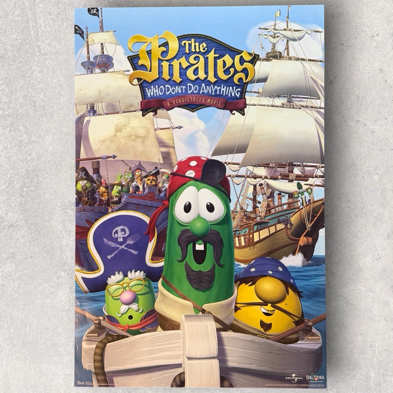 Vintage The Pirate Who Don’t Do Anything A VeggieTales Movie Poster ©️2007 34×22