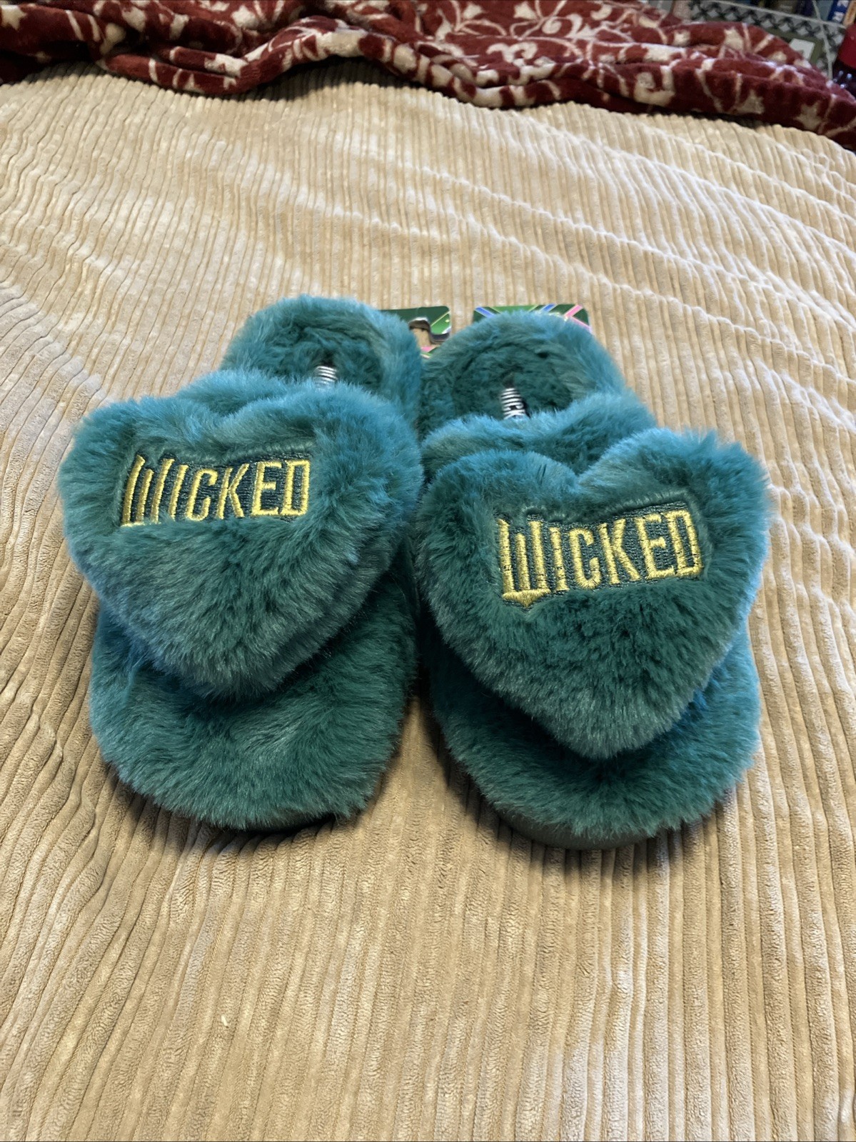 Wicked Women’s Fuzzy Fleece Slippers Green Size Small (5-6) NWT