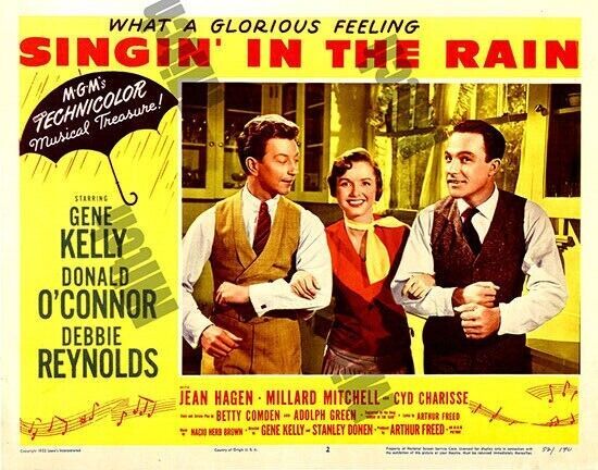 SINGING IN THE RAIN 1952 # 2 WHAT A GLORIOUS FEELING 11 x 14 TRUCOLOR LOBBY CARD