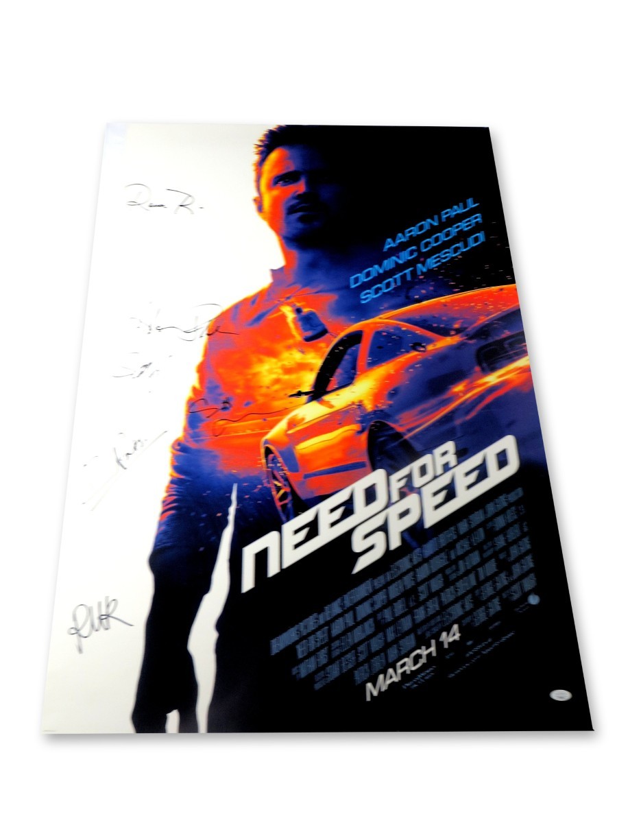 Need for Speed Cast Signed Autographed 27X40 Poster Aaron Paul Malek +4 JSA LOA