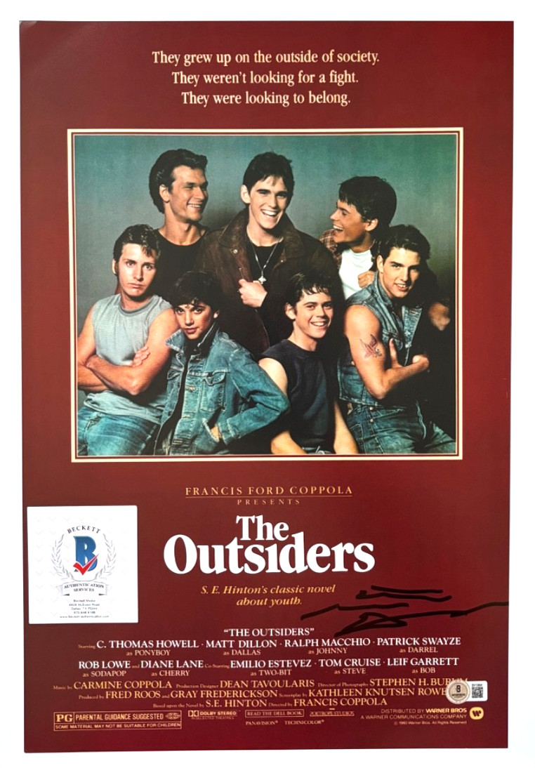 MATT DILLON SIGNED THE OUTSIDERS 12X18 MOVIE POSTER PHOTO ACTOR FILM BOOK BAS