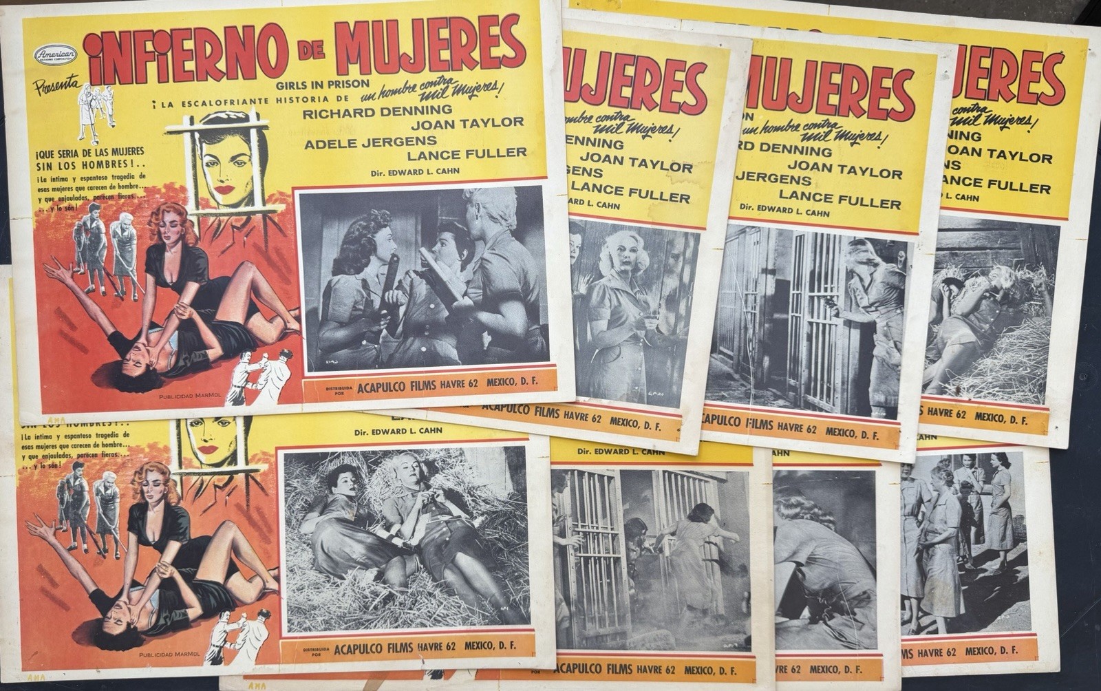 GIRLS IN PRISON ADELE JERGENS JOAN TAYLOR HELEN GILBERT LOBBY CARD SET 1956