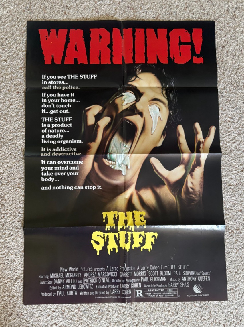 Vintage 1985 THE STUFF Original One Sheet Horror Cult Movie Poster 27″ x 40″