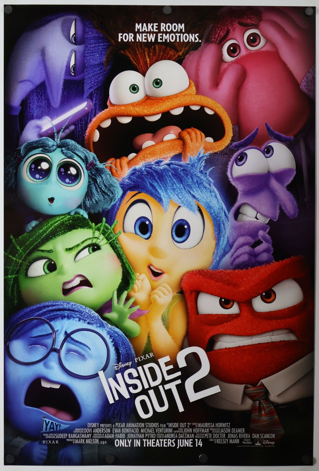Inside Out 2 – original DS movie poster 27×40 D/S 2023 US Style B Mint