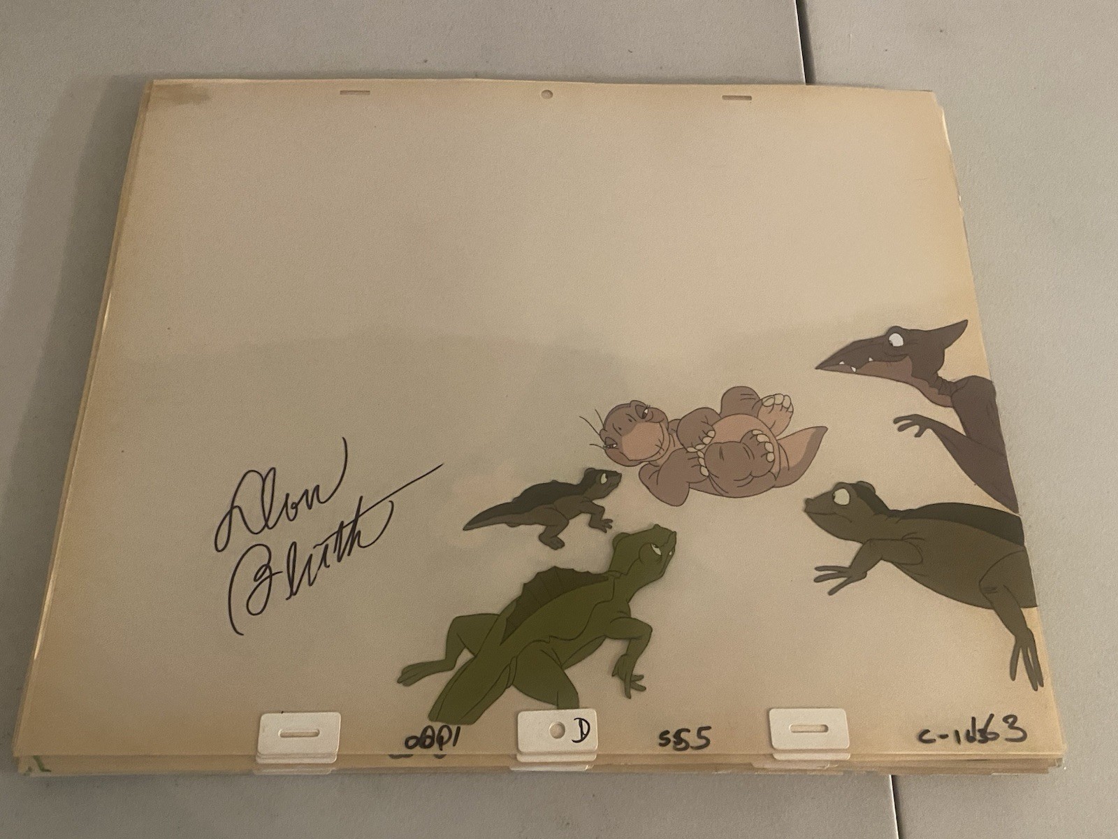 Land Before Time Movie Cel 1988 Original Signed Don Bluth Autographed