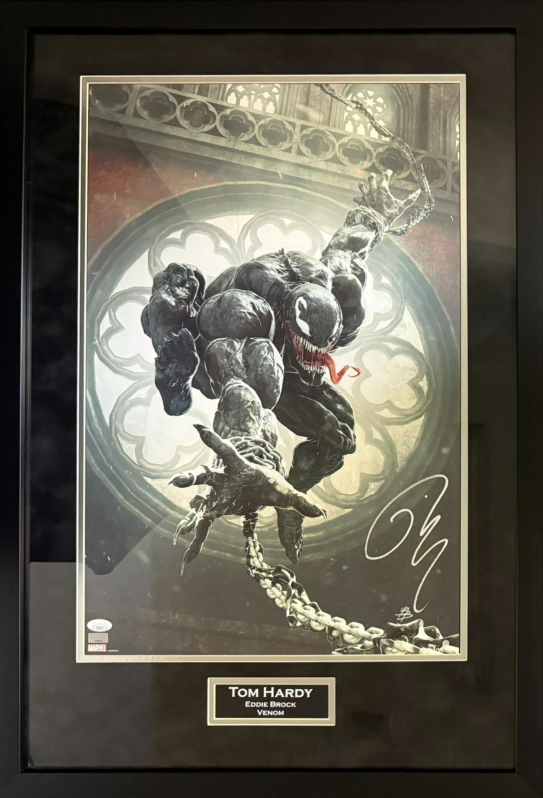 Tom Hardy autographed signed suede framed 16×24 giclee art piece Venom JSA COA