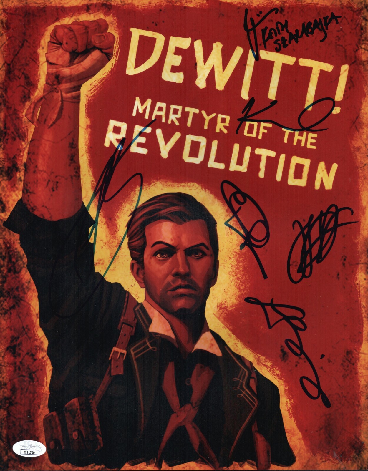 Troy Baker +5 Authentic Cast Signed 11×14 BioShock Infinite Photo JSA COA