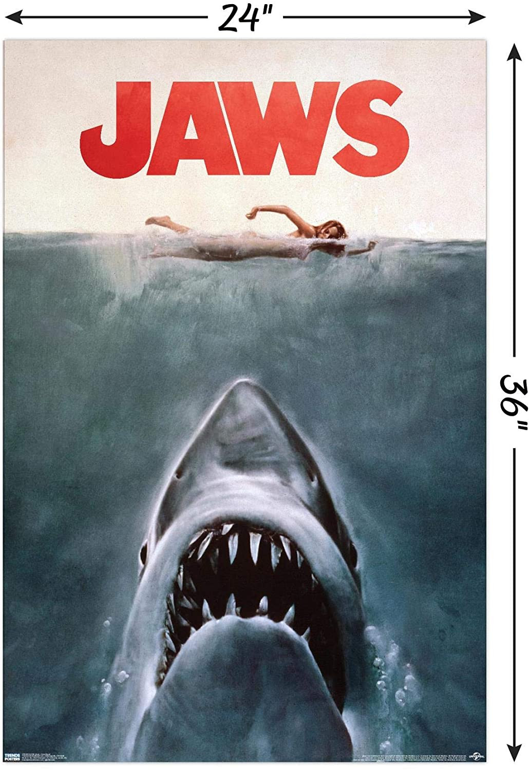 24X36 Jaws – One Sheet Wall Poster, 24″ X 36″, Unframed Version