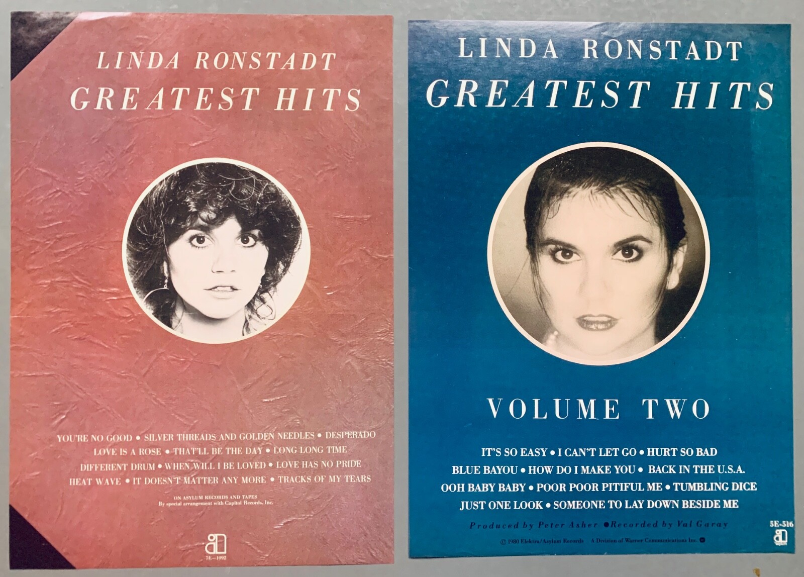 LINDA RONSTADT 1976 – 1980 vintage POSTER ADVERT LOT 2x GREATEST HITS