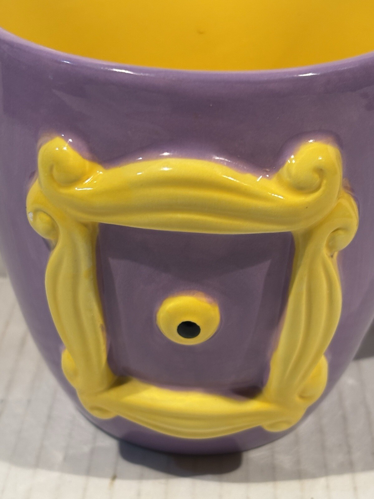 Friends TV Show Coffee Mug Purple With Yellow Frame 22oz Mug RARE VTG