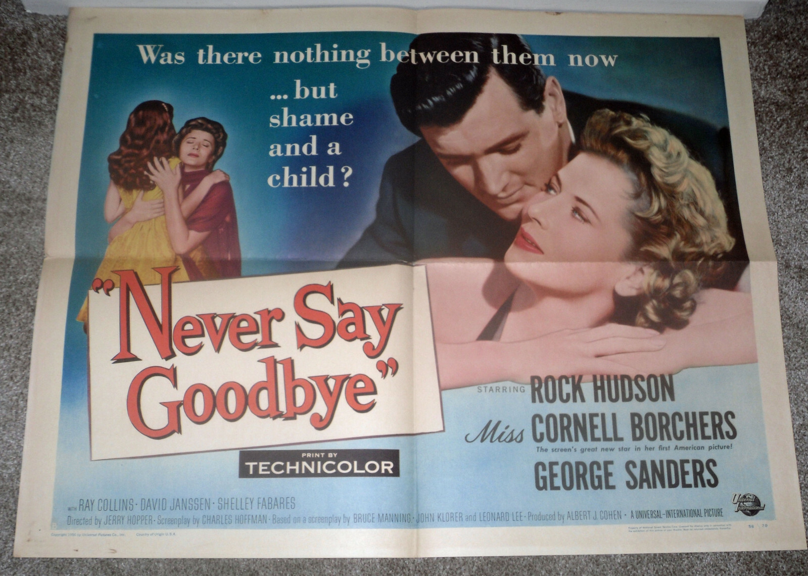 NEVER SAY GOODBYE original 1956 22×28 movie poster ROCK HUDSON/CORNELL BORCHERS