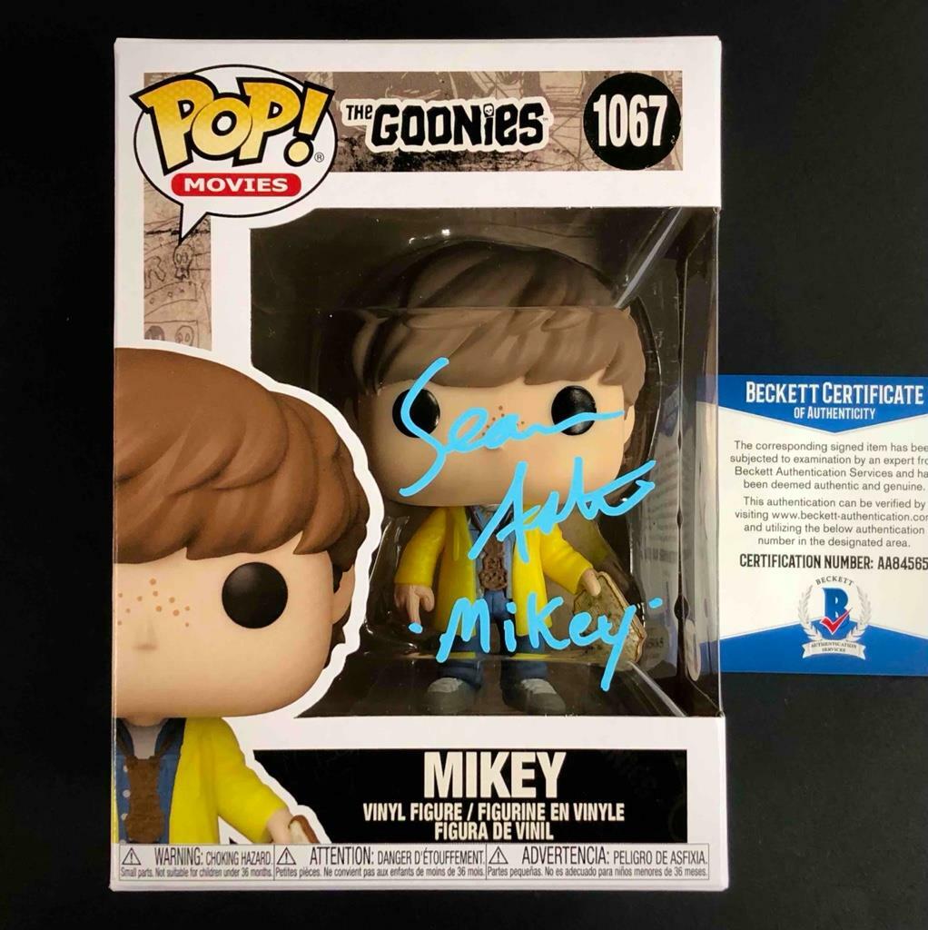 Sean Astin “Mikey” autograph signed The Goonies Funko Pop #1067 Beckett BAS COA