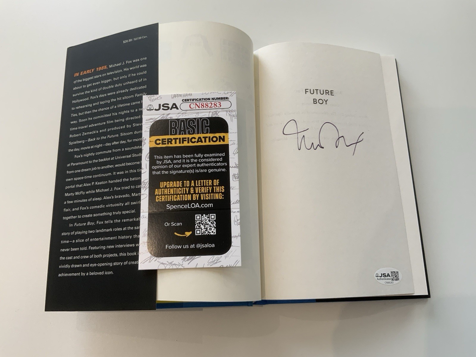 Michael J Fox Signed Future Boy Book Back to the Future JSA Autograph AUTO BTTF