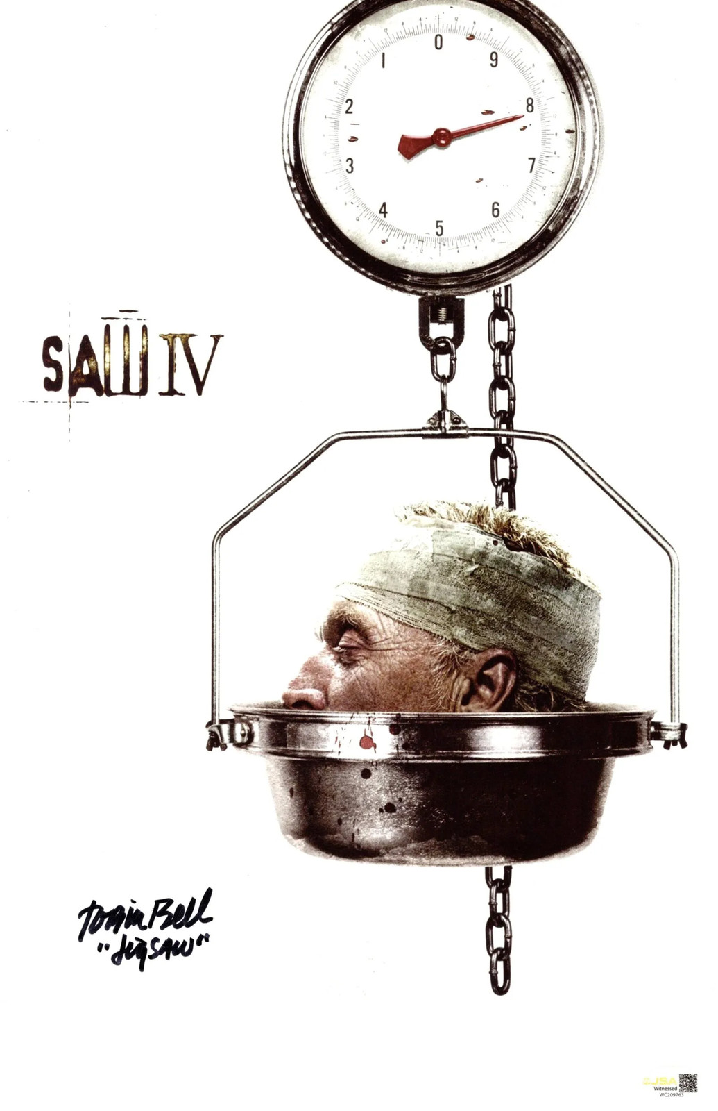 Tobin Bell signed 11×17 Poster John Kramer Jigsaw Saw IV 4 JSA Authentication