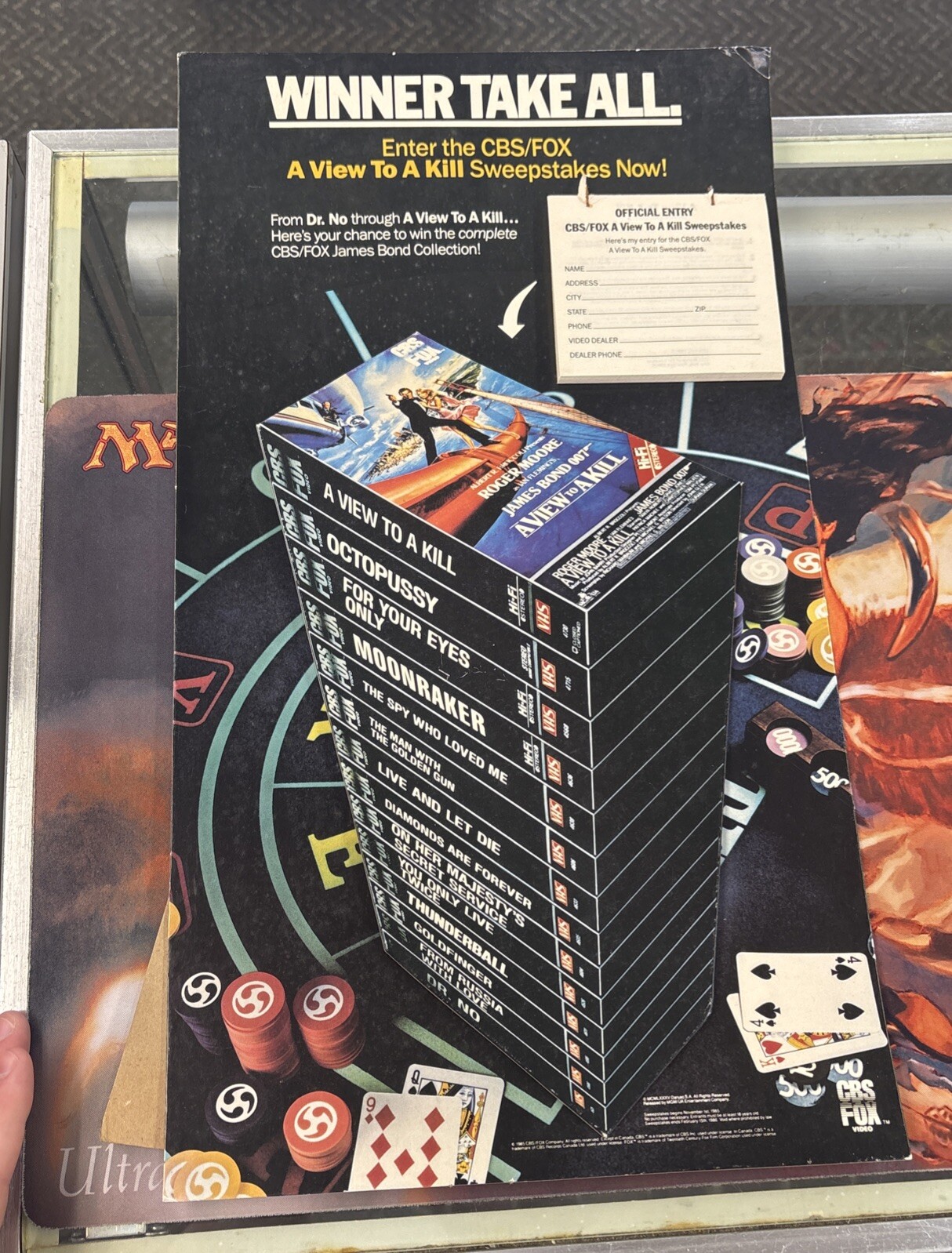 James Bond 007 CBS/Fox Sweepstakes Video Store Counter Display Standee 1985