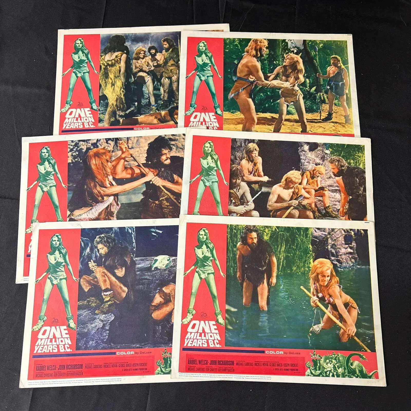Original One Million Years BC 1966 Movie Lobby Cards Numbered Set Raquel Welch