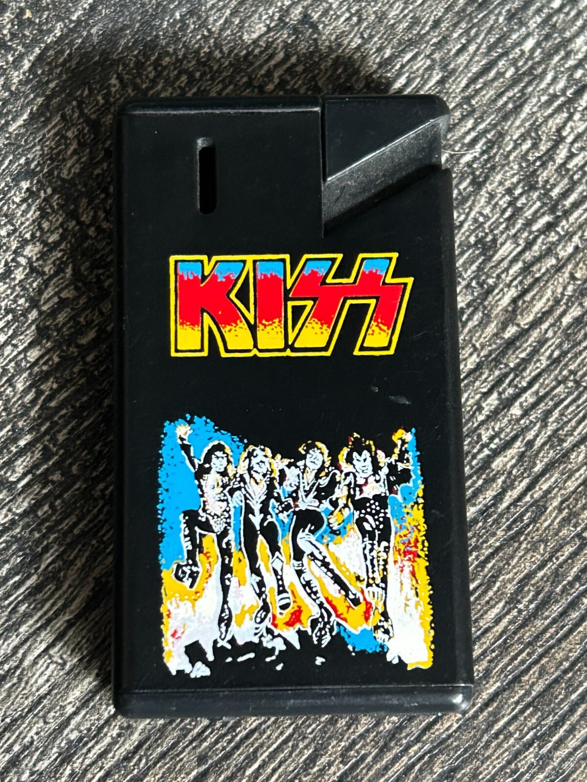 KISS Lighter Push Button Destroyer Used Empty Refillable 1980’s Vintage Kiss