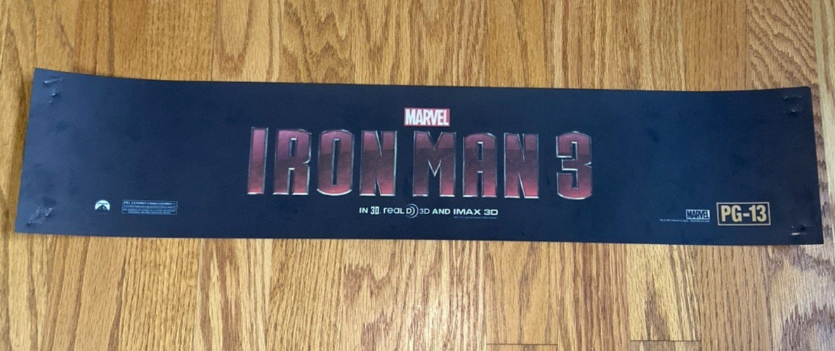 Marvel Studios Iron Man 3 Movie Theater Mylar Poster 2013 25×5 Double Sided
