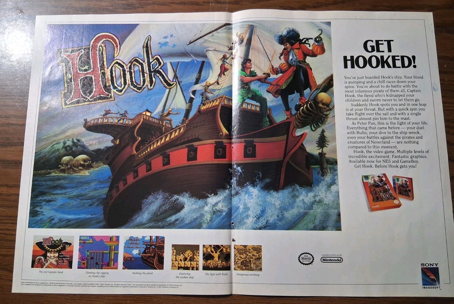 Hook Video Game 1990s Print Ad 16×11