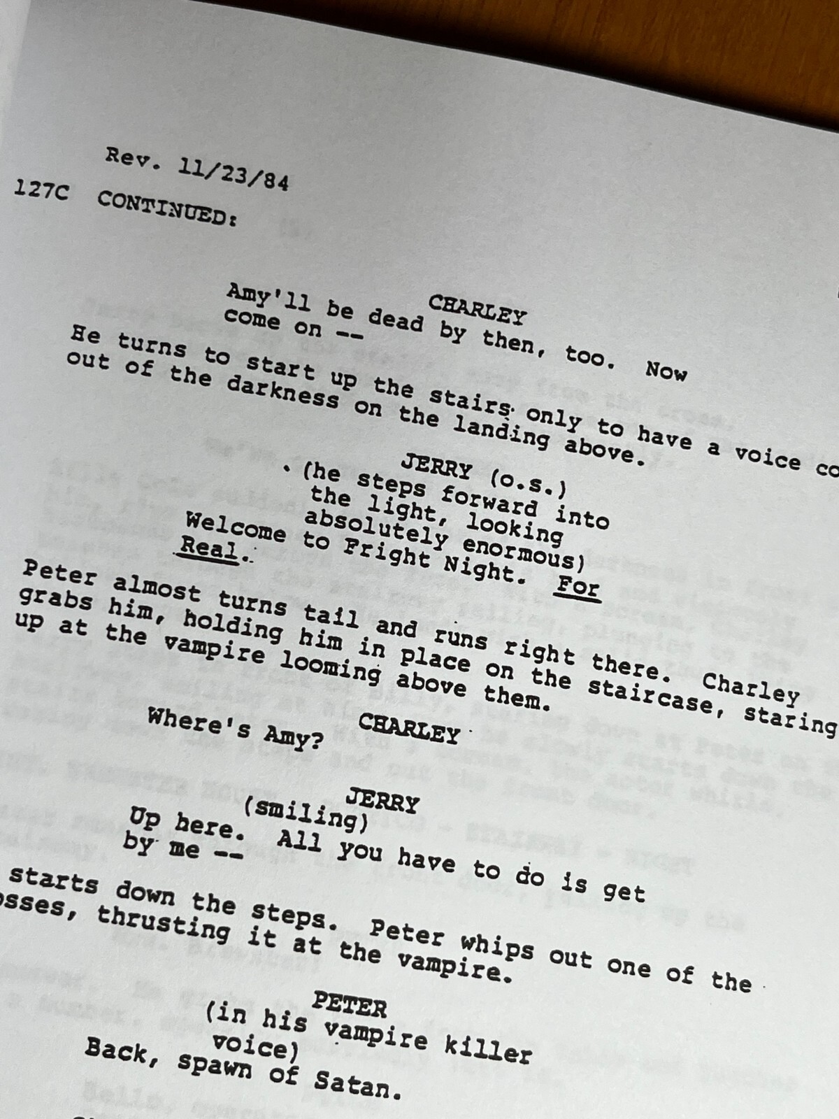 Fright Night Script Signed- Autograph Reprints- 113 Pages- Vampires- Horror