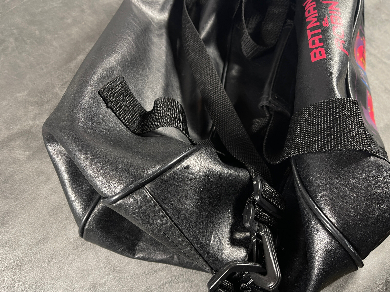 Batman & Robin Black Vinyl Duffle Bag Robin Melt Down Extreme Heat Movie 1997