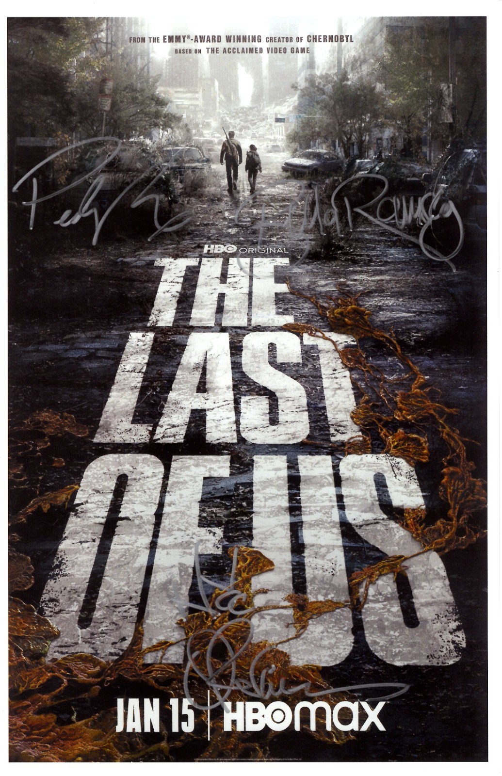 THE LAST OF US Signed Poster 11×17 Pedro Pascal, Bella Ramsey, and Nick Offerman