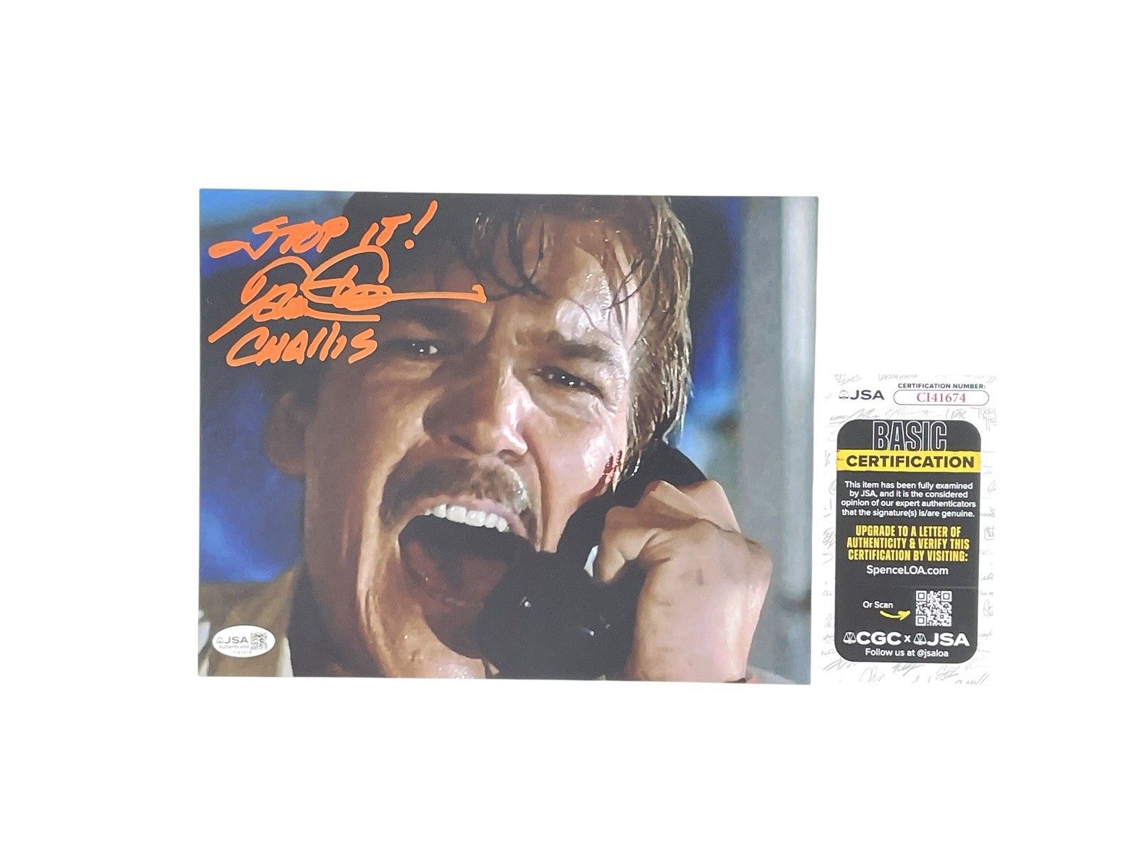 Tom Atkins Autographed Signed Halloween III Dr. Challis “Stop It” 8×10 Photo JSA