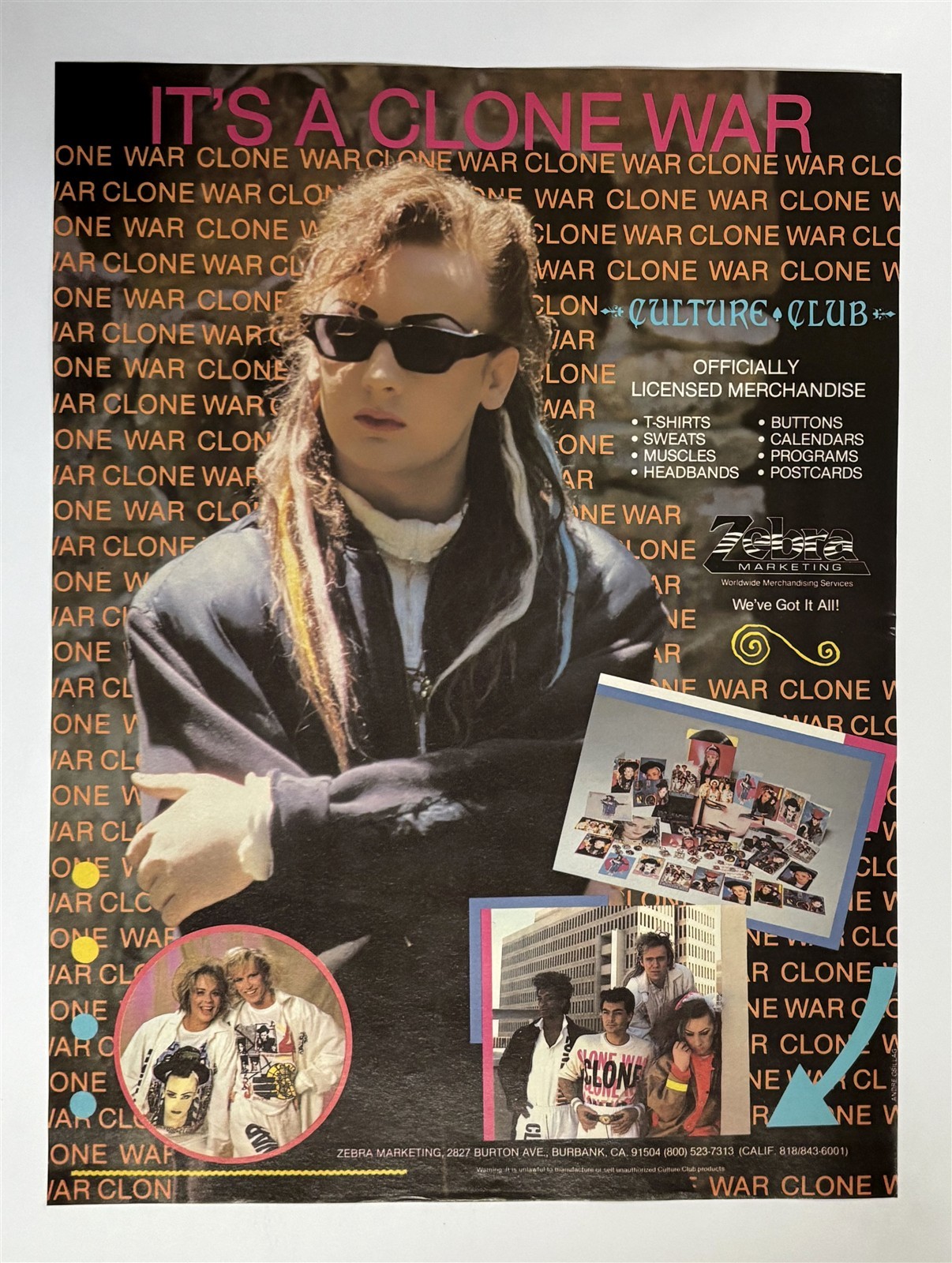 Culture Club Colour by Numbers Era Merchandise Seller 1984 Poster-Style Print Ad