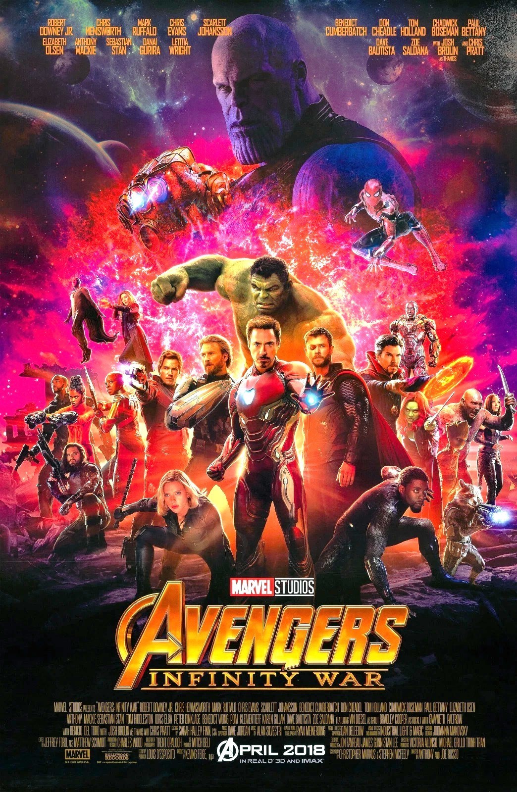 2018 Marvel Avengers Infinity War Poster 11X17 Iron Man Thor Black Widow 🍿