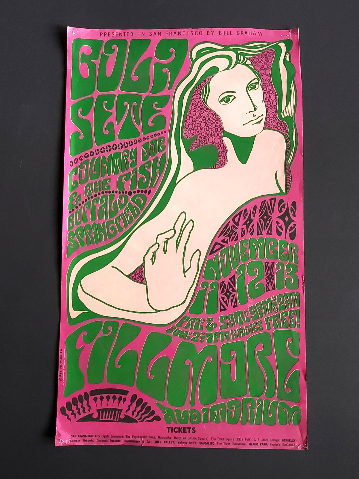 Vintage Bill Graham BG-36 1966 Fillmore Poster Bola Sete Buffalo Springfield