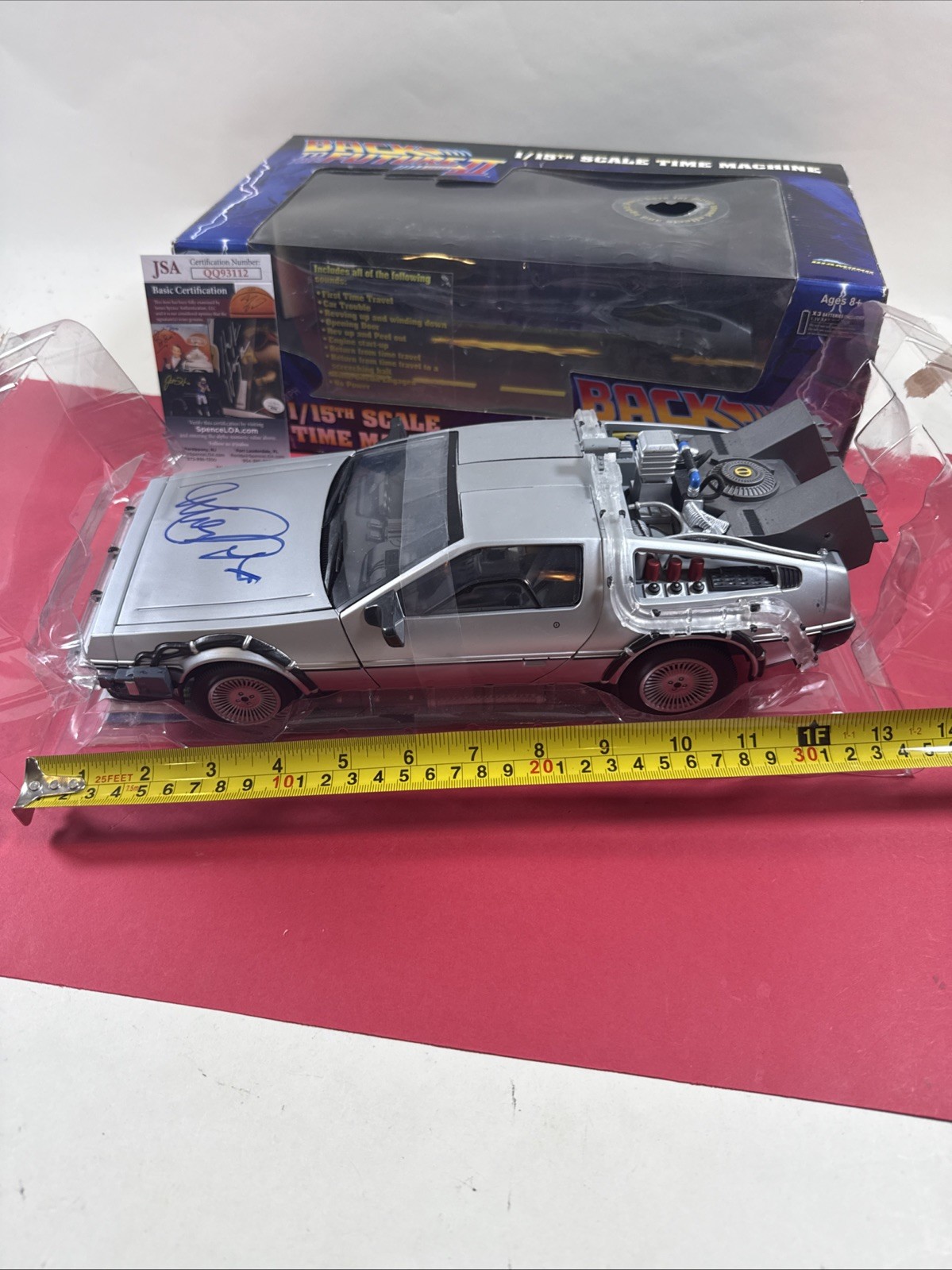 Micheal J Fox Signed Back To The Future 1/15th Scale Delorean JSA Certified