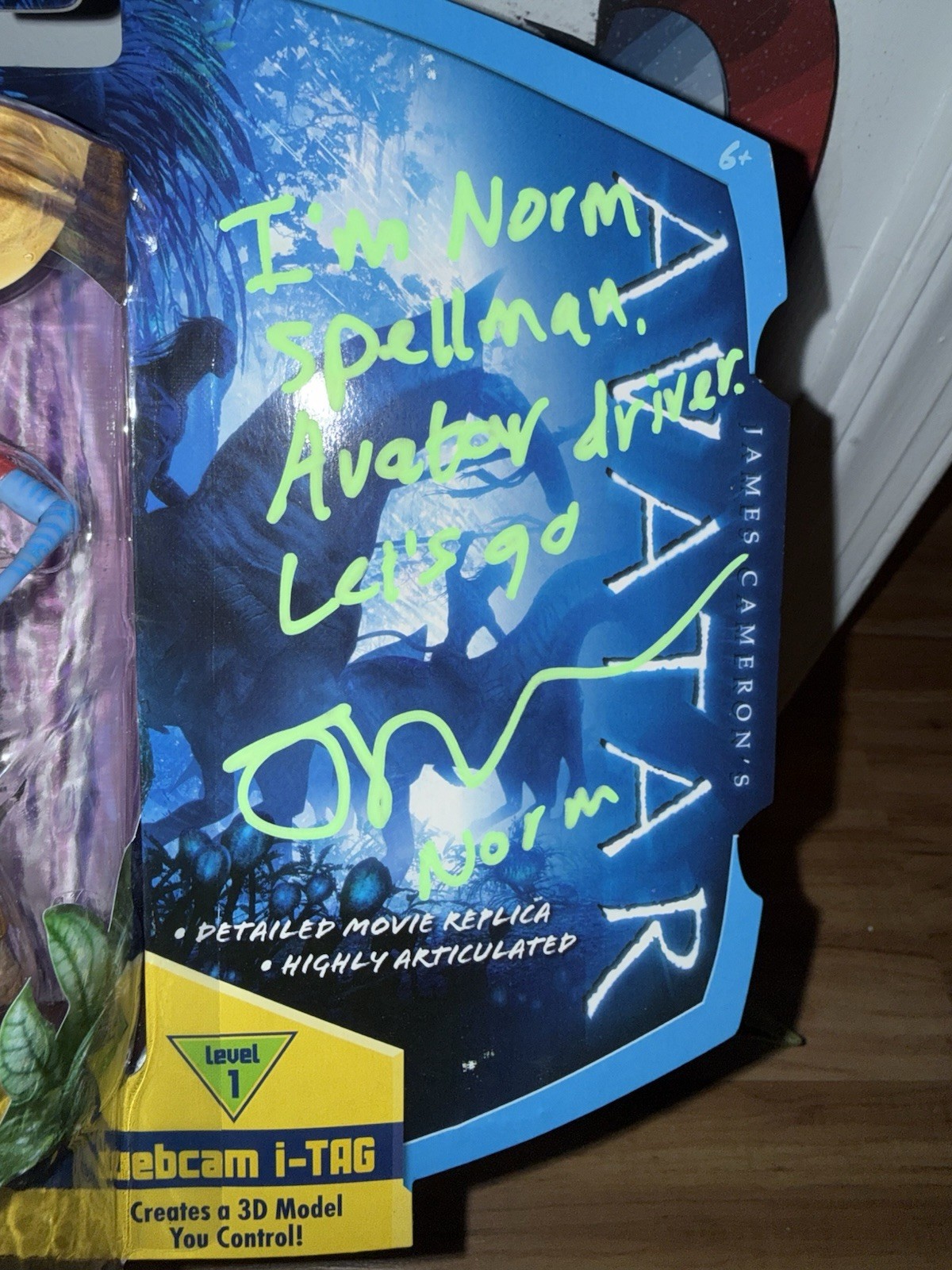 Joel David Moore Signed AVATAR Norm Spellman Mattel Figure W/ Quote & C.N.