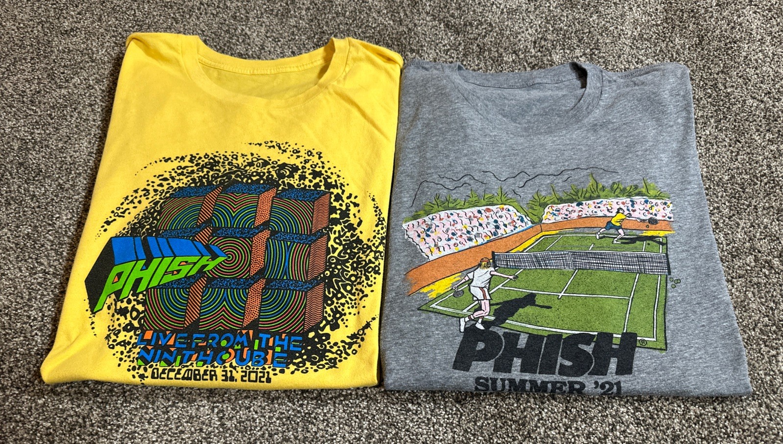 Phish Winter & Summer 2021 Lot Of 2 T-shirts Size Large Yellow/Gray