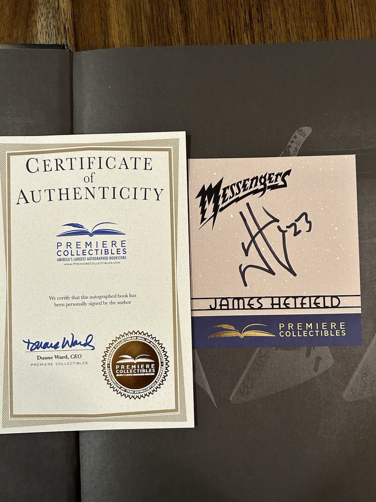 James Hetfield Metallica Signed Messengers Book Premiere Collectibles IN HAND