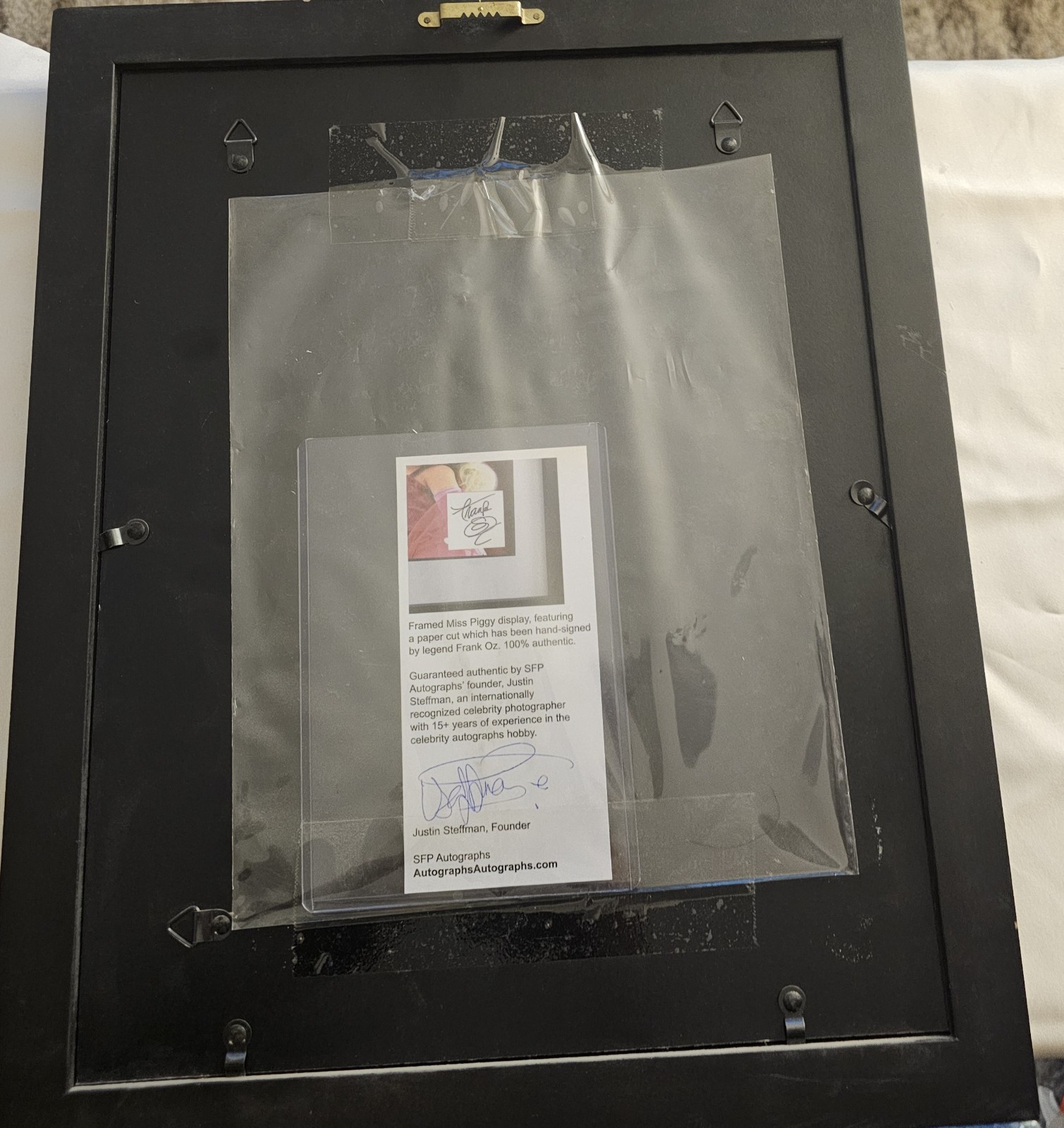 Miss Piggy AUTHENTIC signed Framed Autograph Frank Oz COA 16″ X 13″