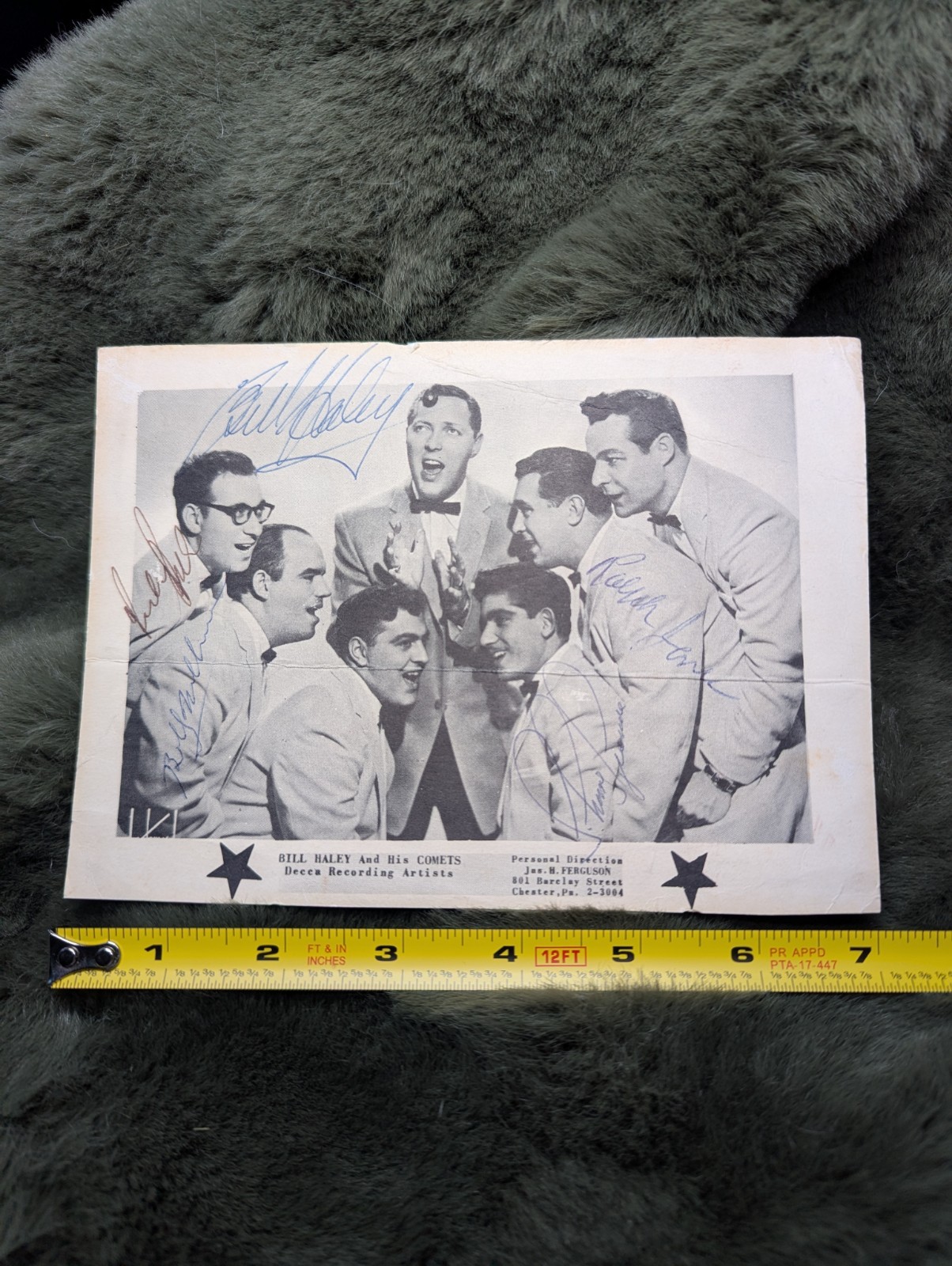 Bill Haley and His Comets Autographed Photo Post Card Hand Signed By Band Decca