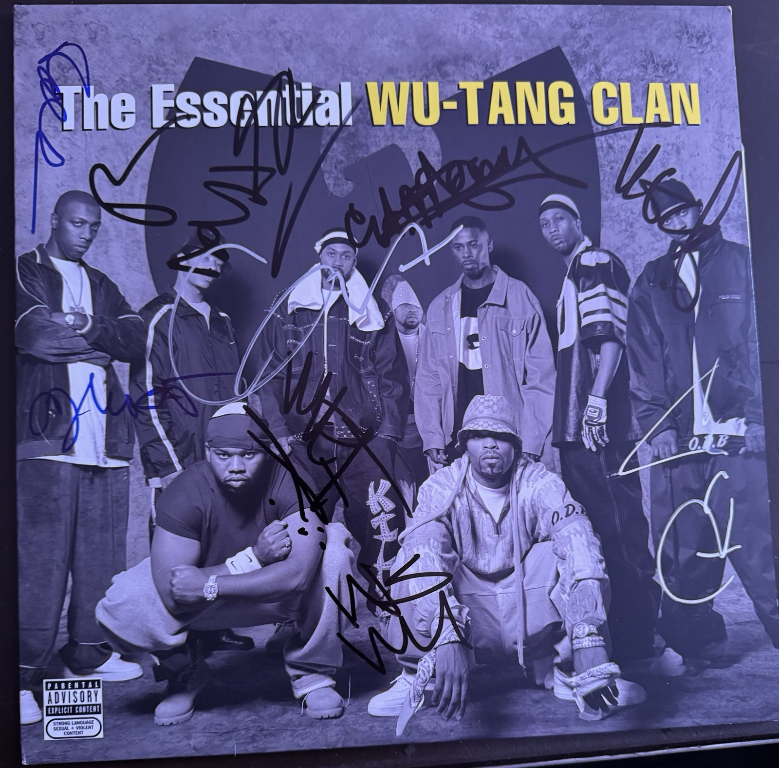 WU TANG SIGNED VINYL 9 AUTOGRAPHS FULL GROUP! (EXCEPT ODB R.I.P.)