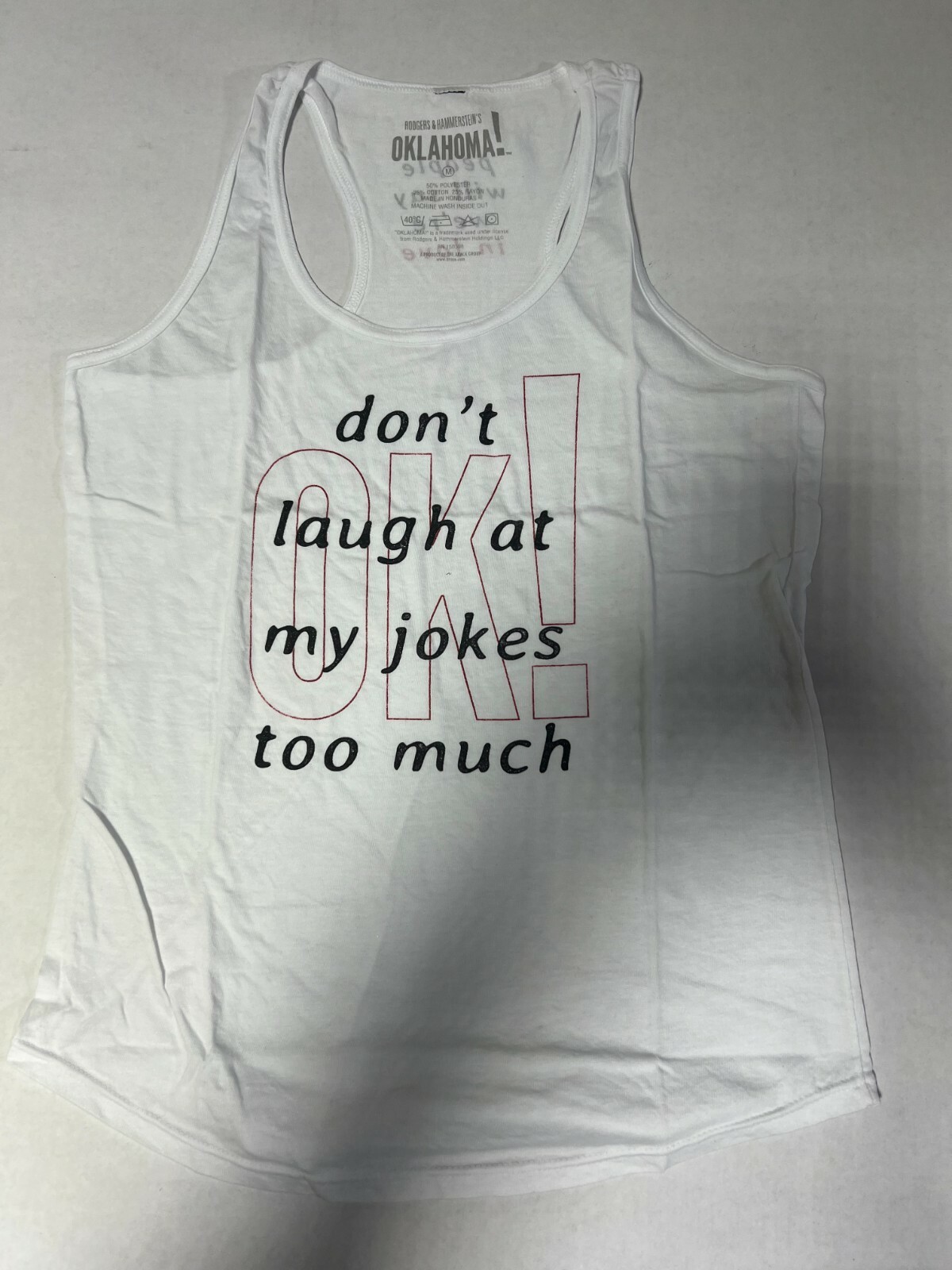 OKLAHOMA! The Musical BROADWAY Women Joke TANK NEW OFFICIAL MERCHANDISE