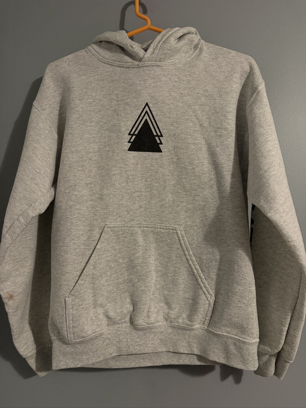 Gray Pullover Hoodie Unisex Sweatshirt Triangle Graphic
