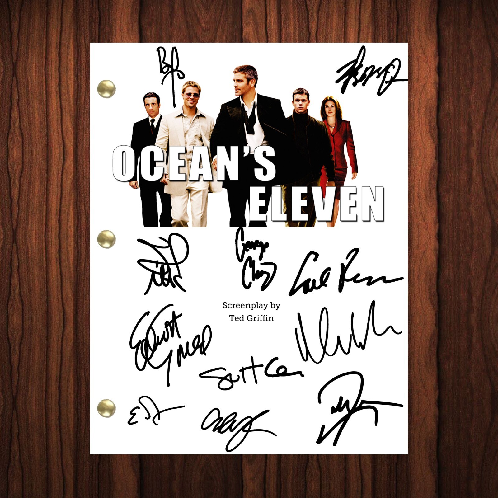 Oceans 11 Signed Autographed Script Full Screenplay Full Script Reprint