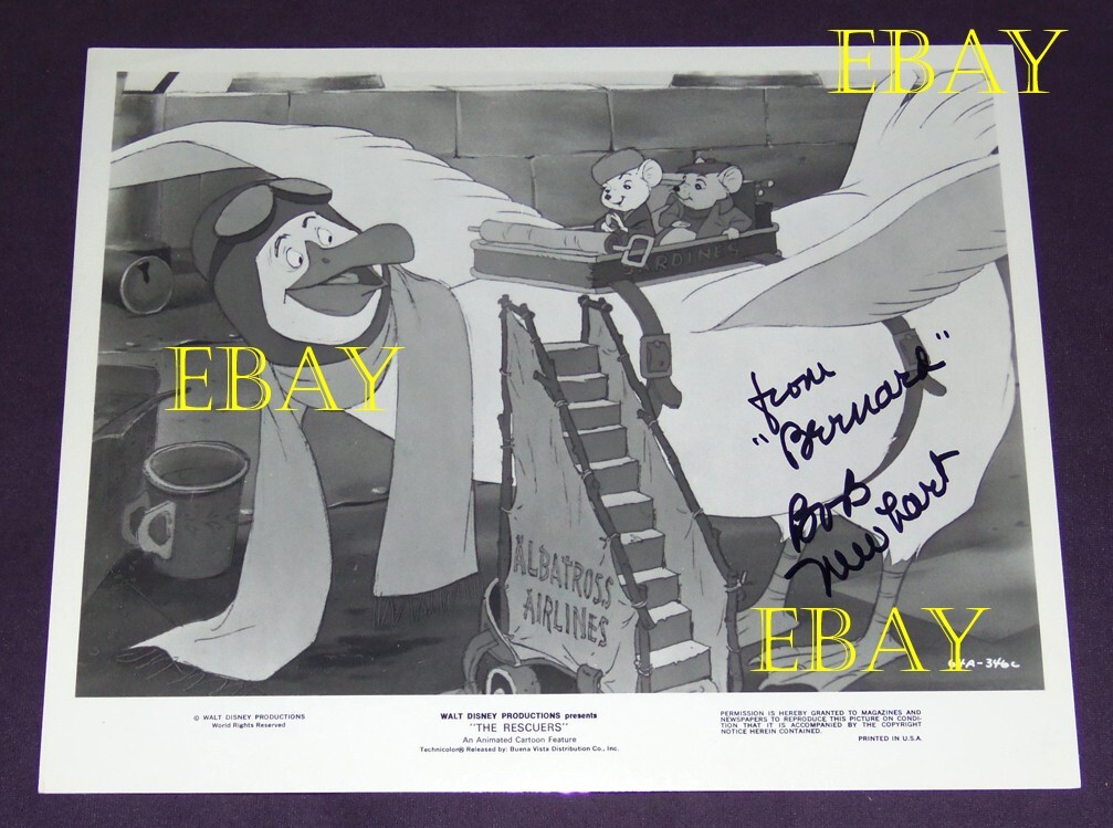 The Rescuers signed orig photo Bob Newhart “Bernard” mouse Walt Disney animation