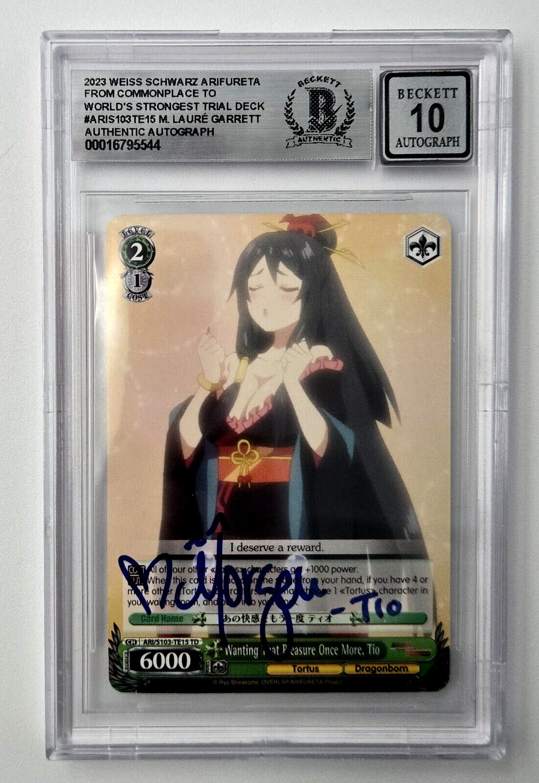 Morgan Laure Signed Card Tio Klarus Autograph Arifureta Weiss Schwarz Beckett 10
