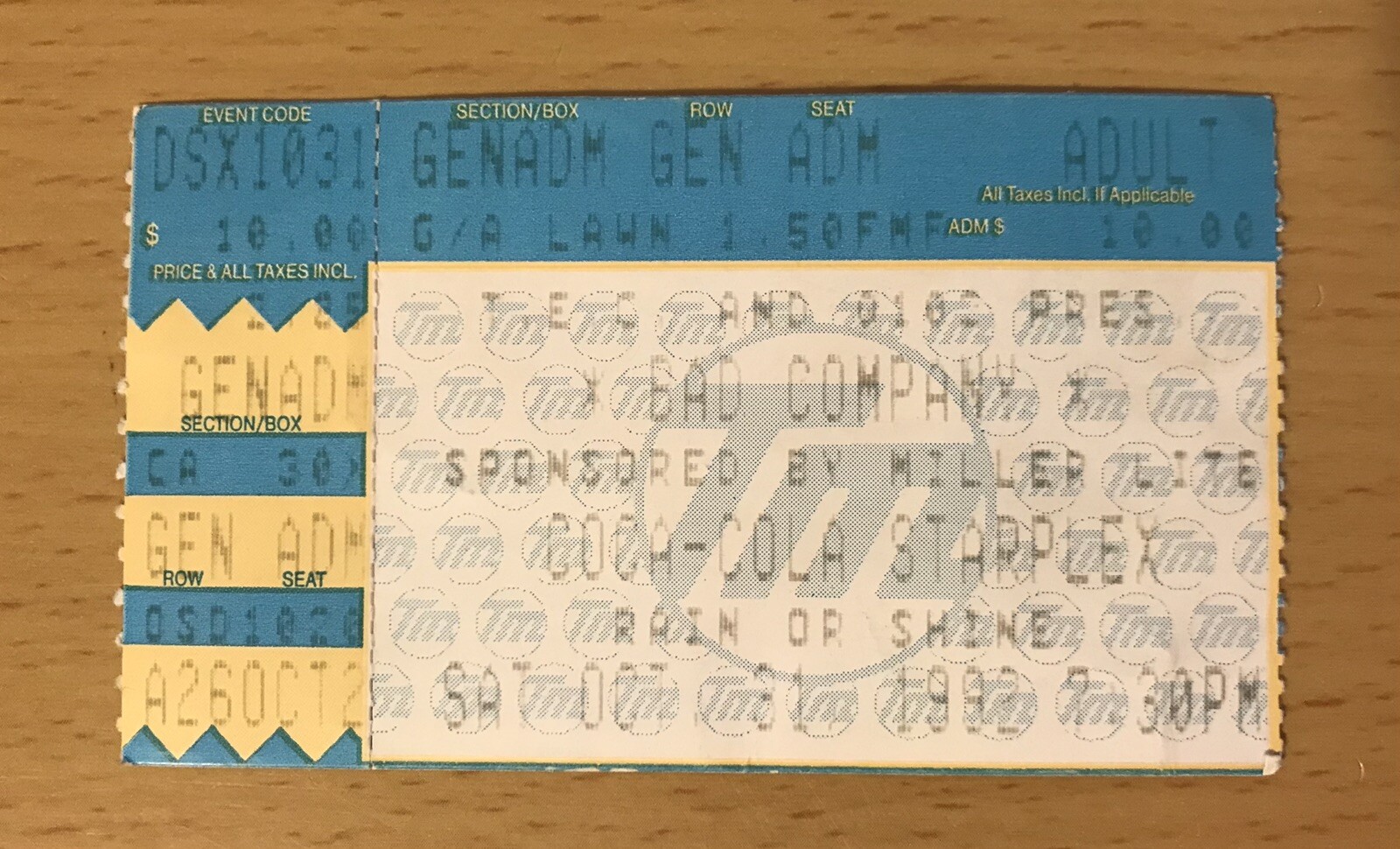 1992 BAD COMPANY TOM COCHRANE DALLAS CONCERT TICKET STUB LIFE IS A HIGHWAY