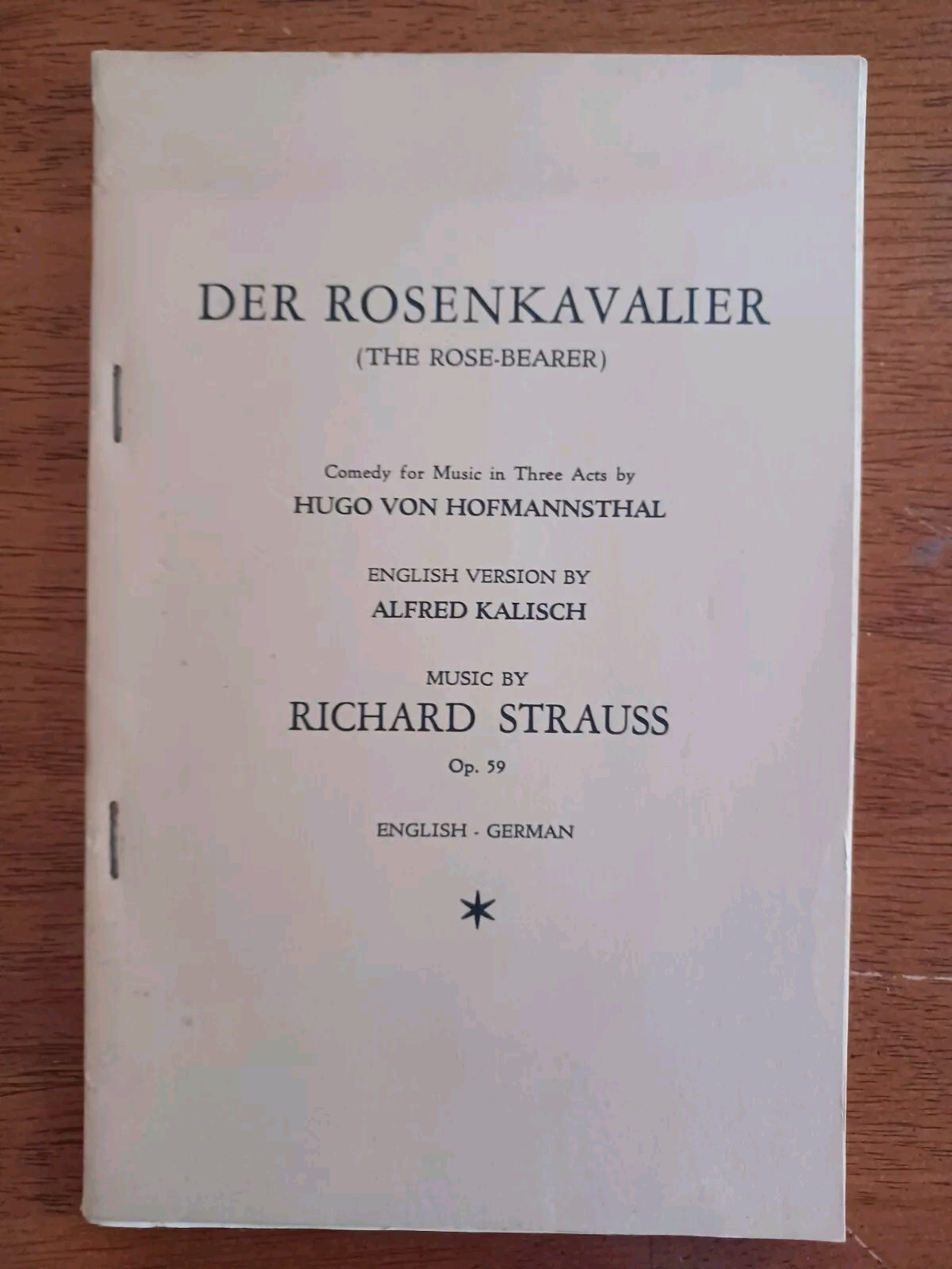 1943 Der Rosenkavalier Libretto Metropolitan Opera German & English Book