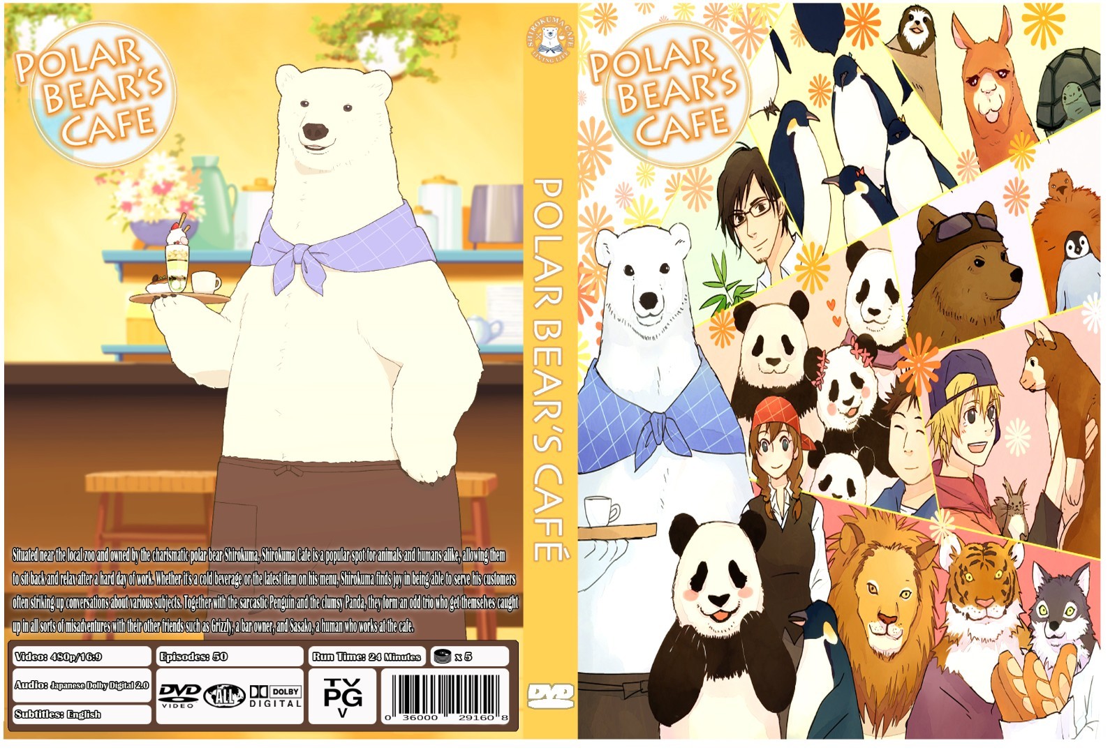 ANIME, “POLAR BEAR’S CAFE”, 1-50 EPISODES, 5 DVD, ENG/SUBT, 1 BOX, 2014