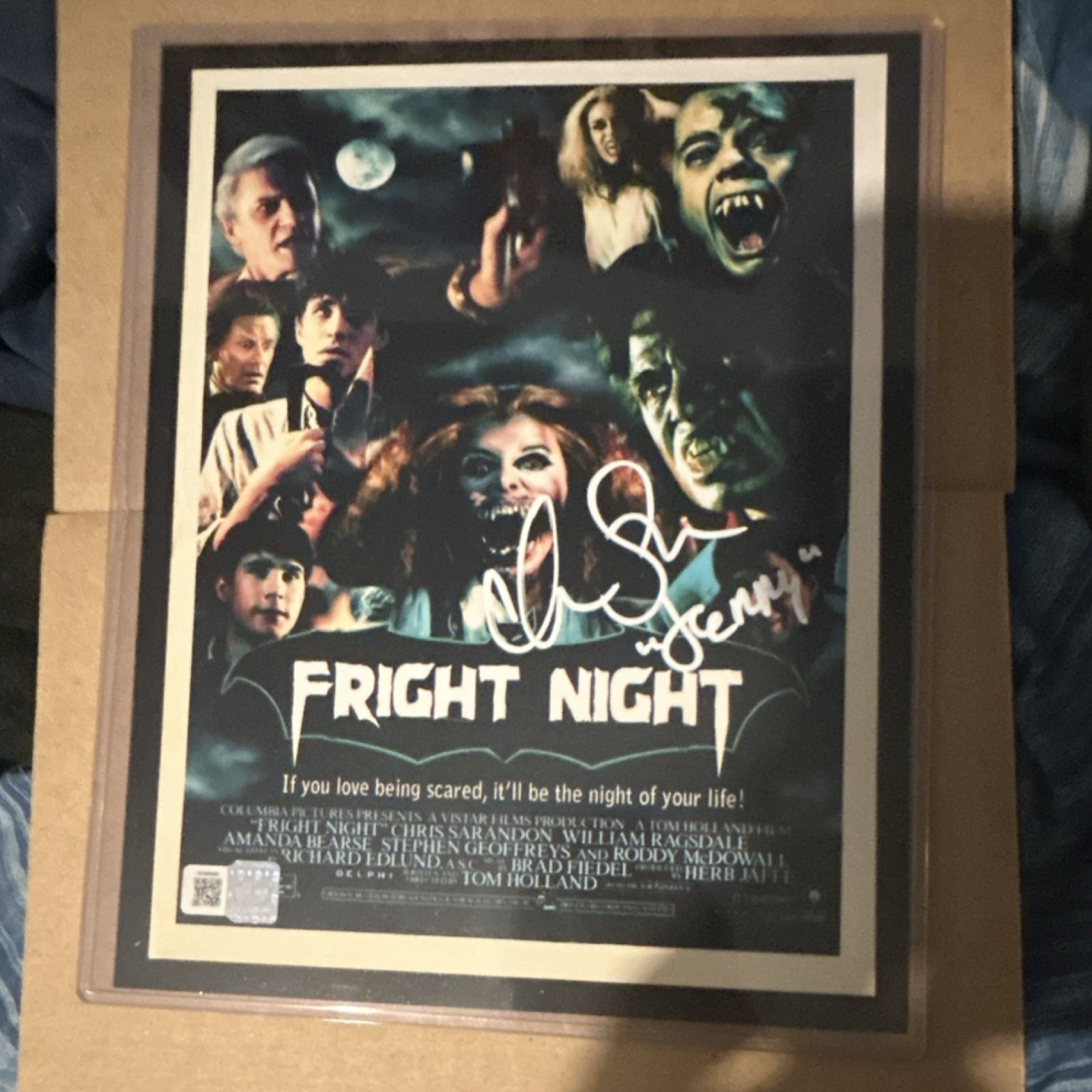 Fright Night Signed Movie Poster Print 11 x 14 in Autographed by Chris Sarandon