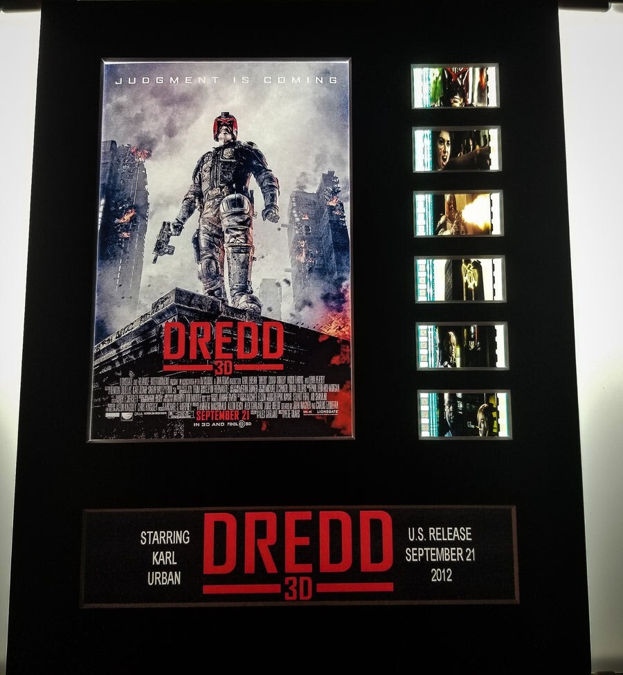 DREDD 2012 Karl Urban Judge Comic 35mm Movie Film Cell Display 8×10 Sci-Fi Rare