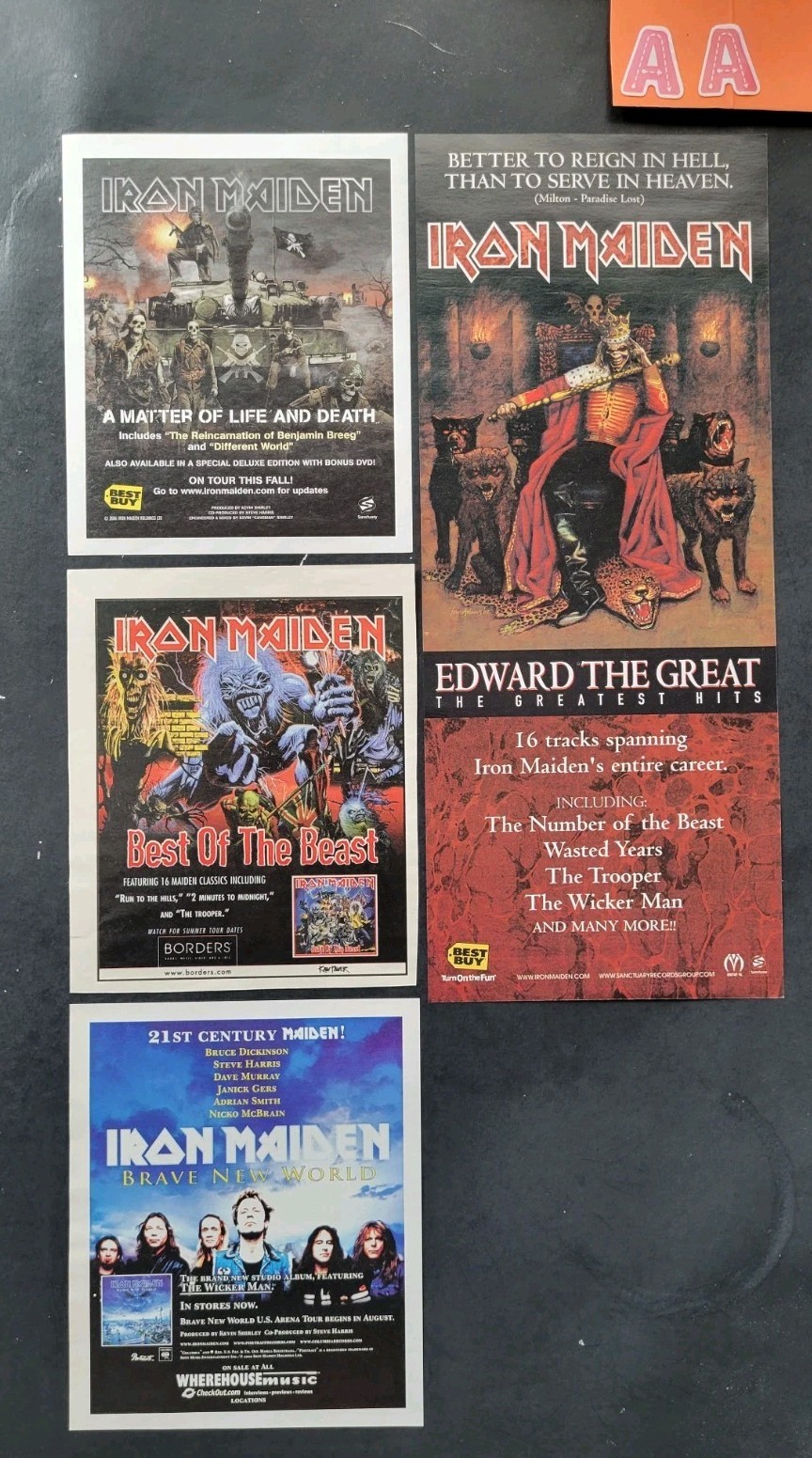 Iron Maiden Lot Of 4 Album Promo Print Advertisements 1996 & 2000, 2002 & 2006